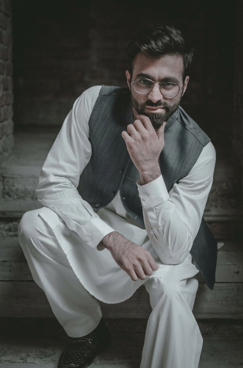 White Suit with Charcoal Waistcoat